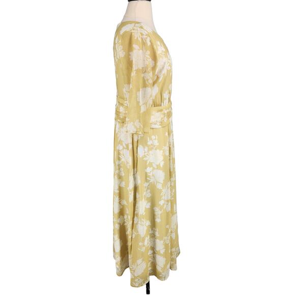 eShakti Yellow Floral Midi Dress Plus Size 2X 20W - Picture 5 of 5